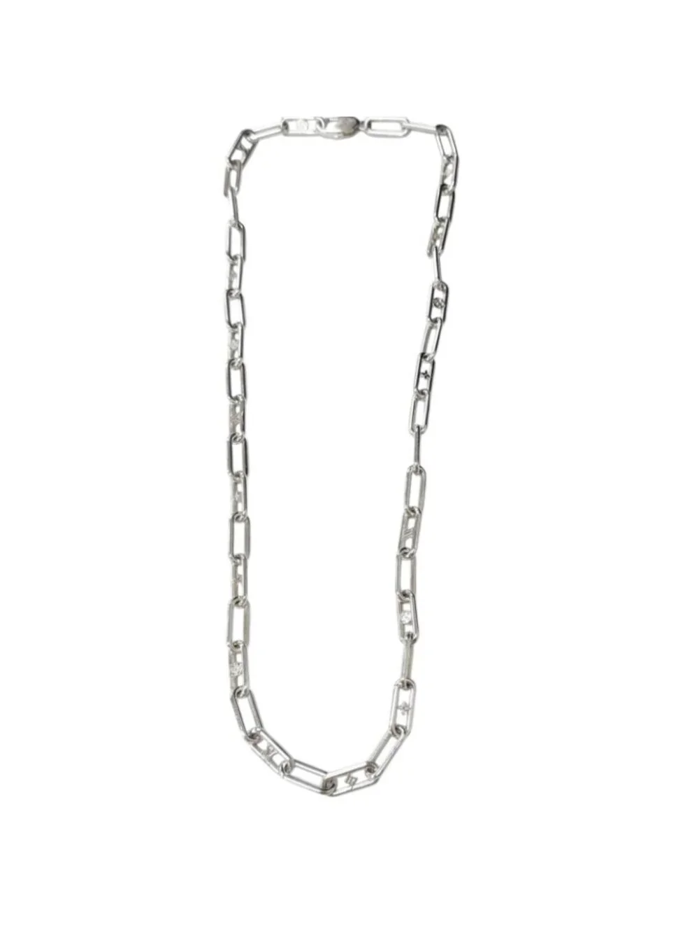 Louis Vuitton Sleek Monogram Necklace Silver